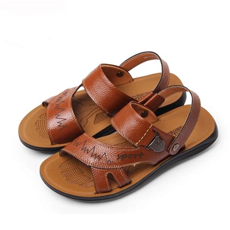 Louluen New Arrival Mens Summer Genuine Leather Beach Shoes Non Slip Breathable Sandals Mens