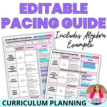 Editable Pacing Guide Template For Teachers Algebra Sample Curriculum Plan