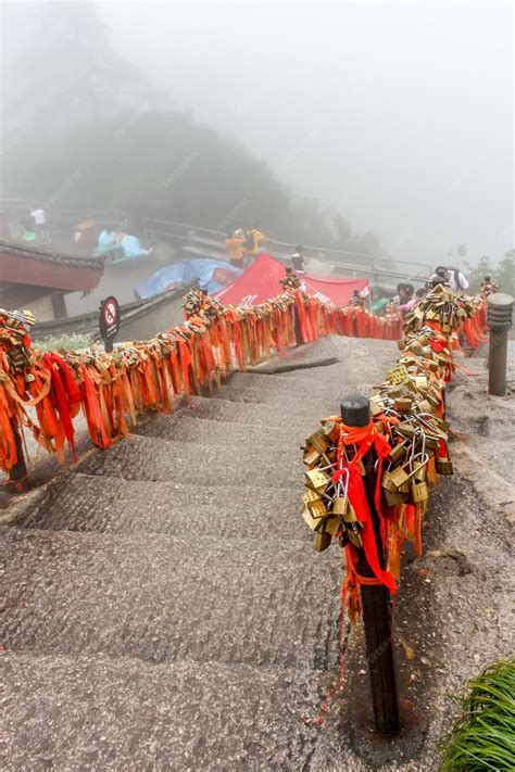 Premium Photo | Vertical shot of stairs taking up the mount hua or