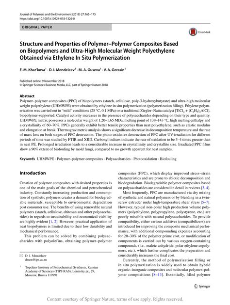 Structure And Properties Of Polymerpolymer Composites Based On Biopolymers And Ultra High