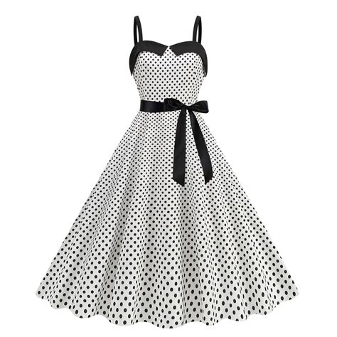 Ylsdl Women Vintage Polka Dot 1950s Rockabilly Halter Audrey Dress Retro Floral Evening Cocktail