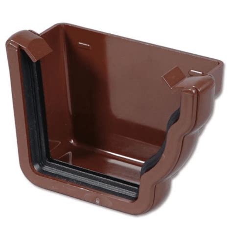 Floplast Ogee Gutter Right Hand External Stop End REN2 Brown