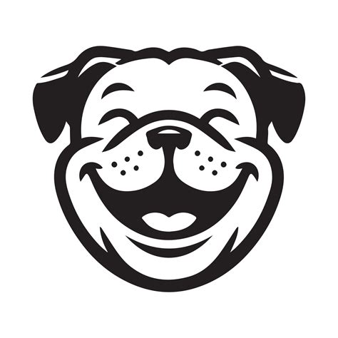 Bulldog Logo - A Cheerful Bulldog Face illustration in black and white ...