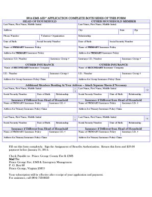 Fillable Online Princegeorgeva 2014 EMS AID APPLICATION COMPLETE BOTH