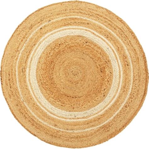 Ковер Tkano из джута круглый с вставками белого цвета Ethnic, 120 см ...