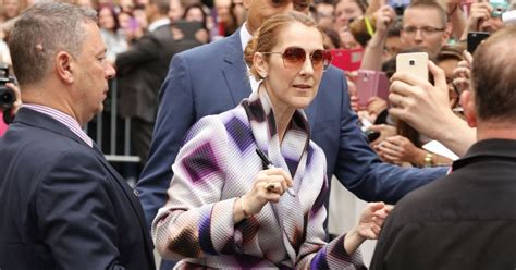 La chanteuse Céline Dion salue ses fans devant son hôtel à Paris le 29