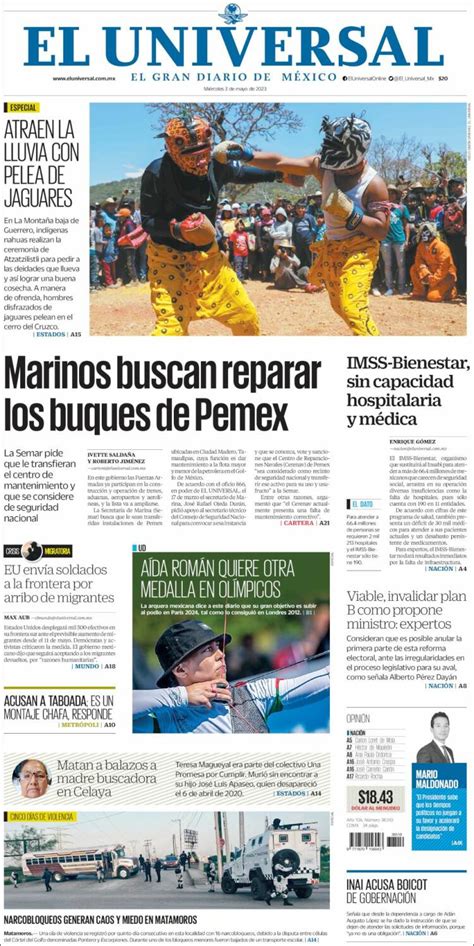 Periódico El Universal México Periódicos De México Edición De