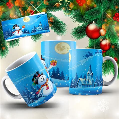 20 Mug Design Template Christmas Mug Sublimation Template Etsy