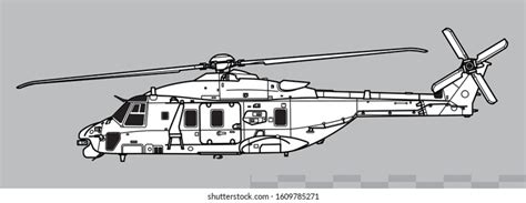 Nhindustries Nh Vector Drawing Combat Helicopter Stock Vector