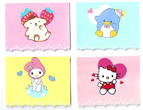 Set Of 8 Hand Painted Sanrio Cards Etsy