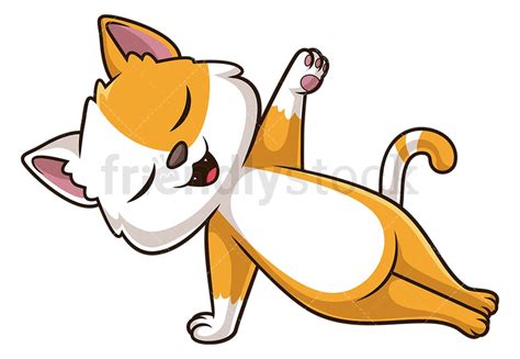 Cat Doing Yoga Cartoon Clipart Vector - FriendlyStock