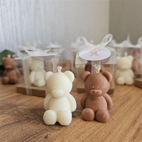 Mini Teddy Bear Candle Favors With Customizable Label Mini Bear Candles