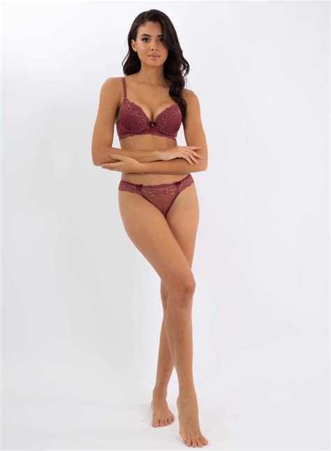 Conjunto Lingerie C Bojo Rendado Marsala