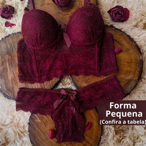conjunto lingerie de luxo Íris calcinha e sutiã soutien fio dental Shopee Brasil