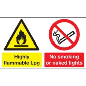 Highly Flammable Lpg No Smoking No Naked Lights Signs