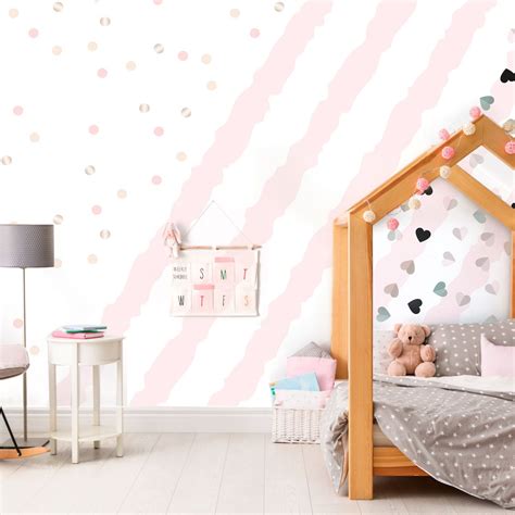 Papier Peint Panoramique Graphique Rose Pour Enfant Babywall