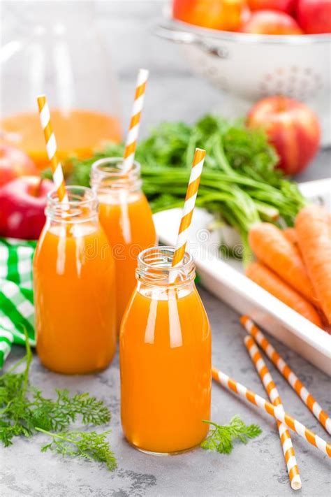 Fresh Carrot And Apple Juice On White Background. Carrot And Apple ...