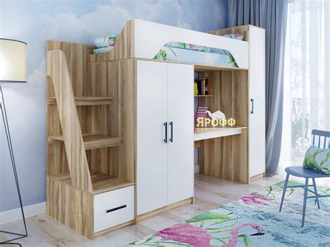 Кровать-чердак Тея со шкафом — купить за 36900.00 руб. в Москве по цене ...