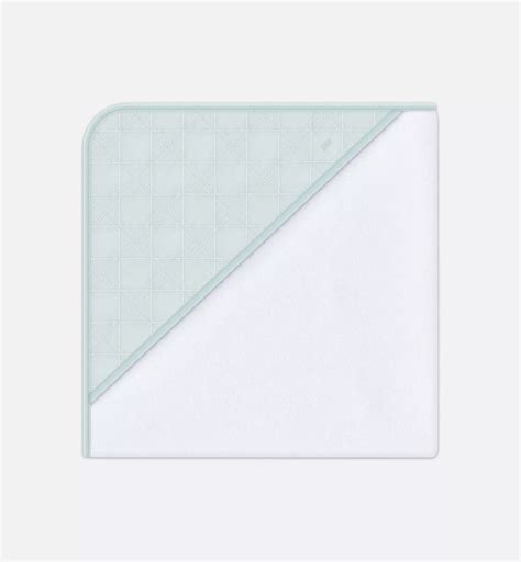 hooded baby towel ivory cotton terry  light blue cannage cotton
