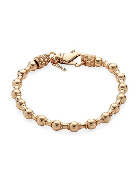 Emanuele Bicocchi Men S 24k Gold Plated Spacer Beaded Bracelet White