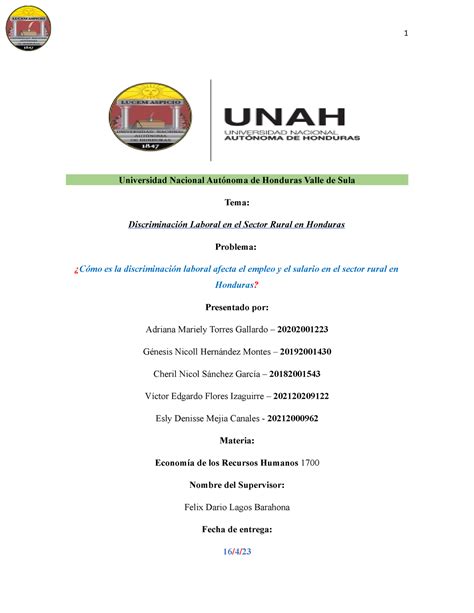 Discriminaci N Laboral En Honduras Grupo Universidad Nacional