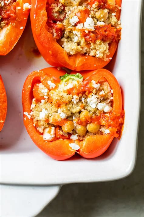 Mediterranean Quinoa Stuffed Peppers The Almond Eater