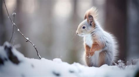 Premium AI Image | A squirrel standing on its hind legs in the snow