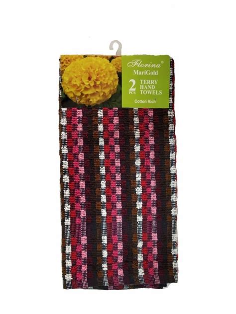 Check Multicolor Florina Marigold Hanger Pack Terry Hand Towel For