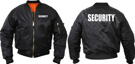 Official Security Uniform Black Jacket Officer Guard Ma 1 Bomber Flight