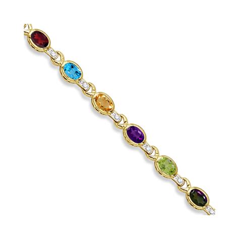 Diamond & Multicolor Gemstone Bracelet 14k Yellow Gold 9.62ct - CBB141