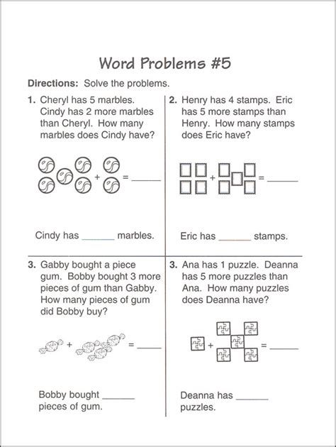 Second Grade Math Word Problems Worksheets