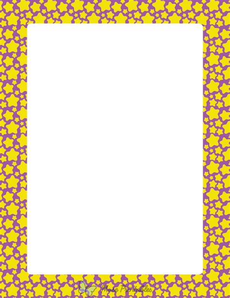 Printable Purple And Yellow Star Page Border