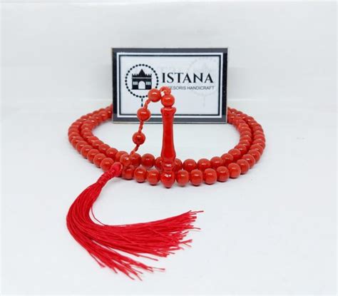 Jual Tasbih Batu Karang Atau Red Coral Marjan Butiran Bulat Di Lapak