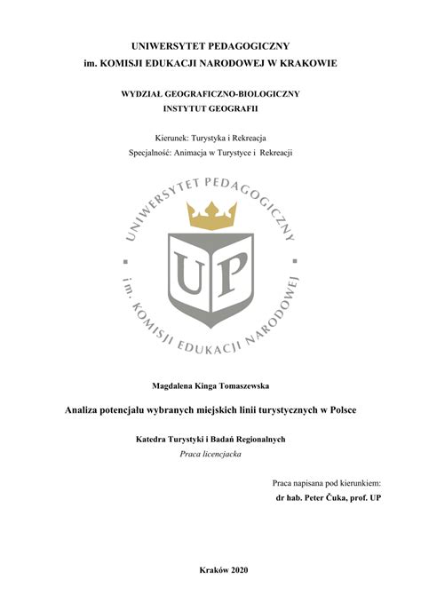 PDF Analiza potencjału wybranych miejskich linii turystycznych w Polsce