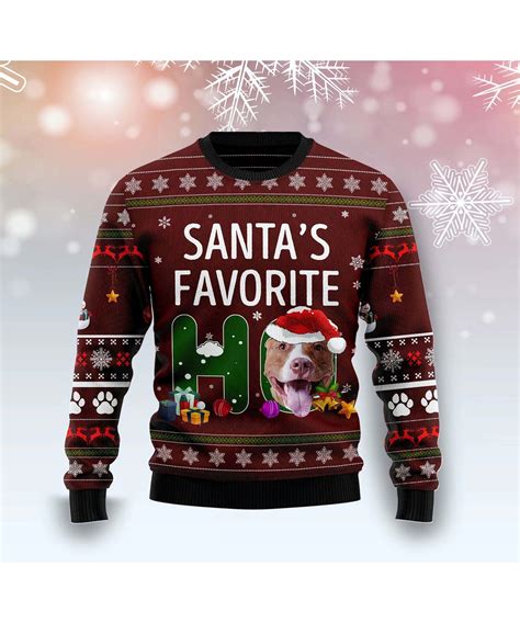 Pitbull Santa S Favorite Ho Christmas Sweater Nouvette