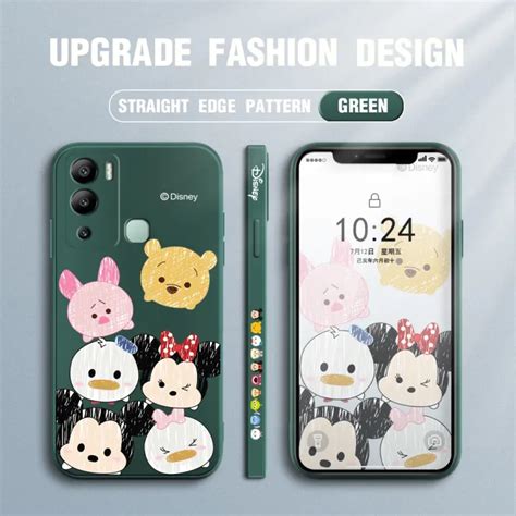 Hontinga ปลอกกรณสำหรบ Infinix Hot 12เลนรอน12i การตน Mickey Minnie Mouse สแควรของเหลว