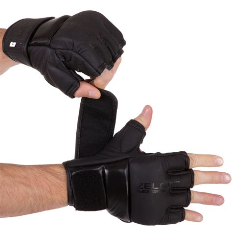 Перчатки для смешанных единоборств кожаные MMA Zelart Black Edition ...
