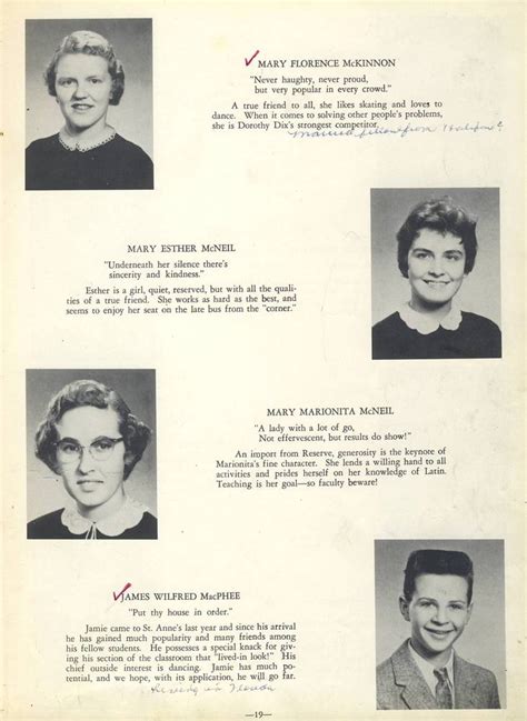 Saint Annes High School Students Glace Bay Cape Breton 1958