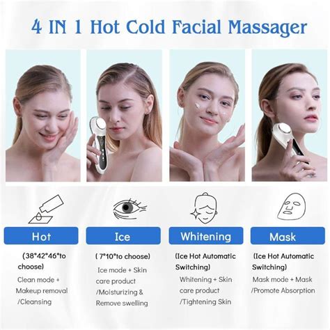 9064 Hot Cold Hammer Vibration Face Massager 4 In 1 Portable Facial Firming Machine For Wrinkle