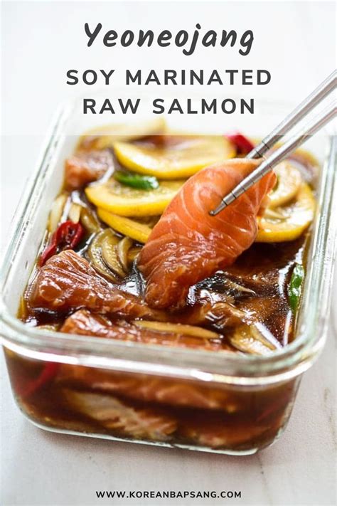 yeoneojang soy marinated raw salmon    yeoneojang korean