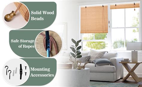 Amazon PHUSTJKL Bamboo Roll Up Outdoor Indoor Bamboo Blinds Roman