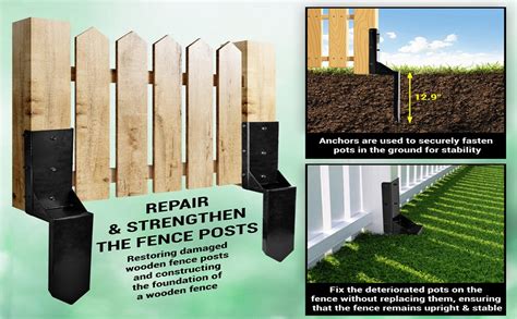 Wimart Fence Post Repair Kit 4x4 Heavy Duty Steel