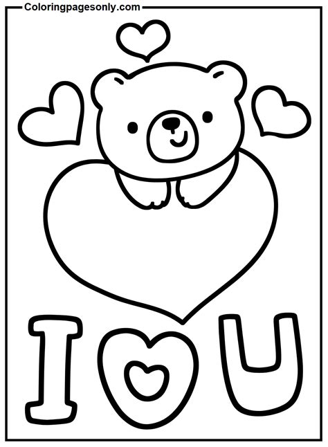 Bear With Heart Valentine S Day Coloring Page Free Printable Coloring