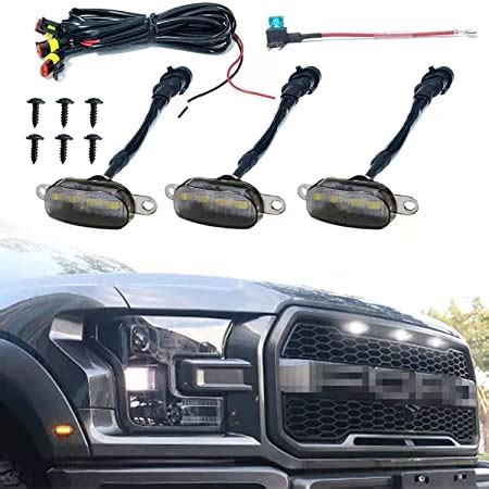 Amazon MEALAM White LED Lights 3PCS Front Grille Raptor Lamps Car