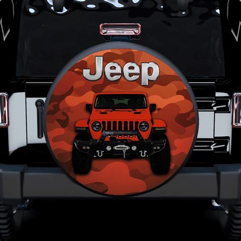 Orange Jeep Camouflage Car Spare Tire Covers T For Campers Nearkii