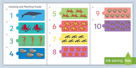 Under The Sea Themed Counting And Matching Puzzle Twinkl