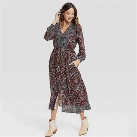 Knox Rose Dresses Knox Rose Night Sky Boho Vneck Button Front Maxi