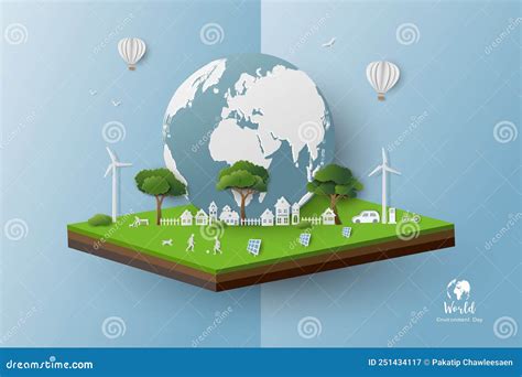 Eco Friendly And Green Energy City On Isometric Abstract Background