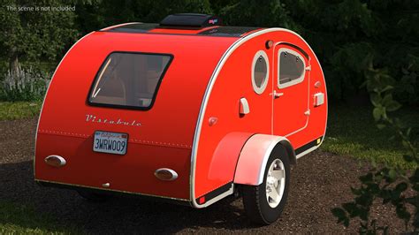 D Vistabule Teardrop Camping Trailer Red Rigged Model Turbosquid