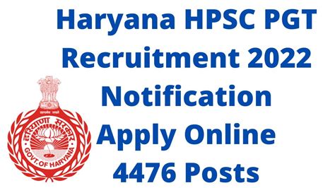 Haryana Hpsc Pgt Recruitment 2022 Notification I Apply Online For 4476 Posts In Roh And Mewat